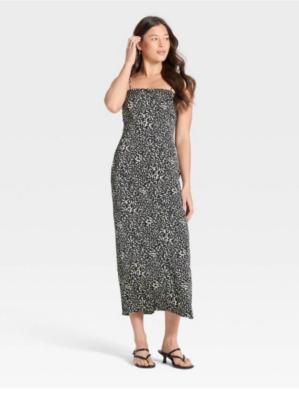 A New Day Black & White Printed Spaghetti Strap Midi Dress - Picture 3 of 6